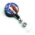 Carolines Treasures Basset Hound Winter Snowflakes Holiday Retractable Badge Reel SC9372BR